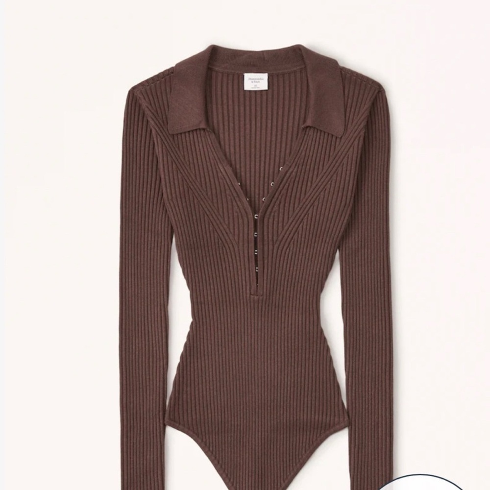 Abercombie and Fitch Ribbed Brown Long Sleeve Bodysuit